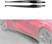 Car Side Skirts Extension Compatible for Corvette C8 2023 2024 Z06 Spoiler Splitter WideBody Version Body Kit Accessories Glossy Black(Carbon Fiber Look)
