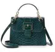 NWT BRAHMIN Kalopsia Collection Small Hallie Evergreen Satchel Bag