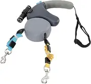 2 Dog Leash, Double Headed Dog Leash with LED Light 3 Meters, Independent Control, Shock Absorbing Cushion, LED Guiding Light, Suitable for Dogs (Gray)