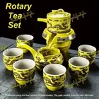 1 Set x Rotary Teapot & Cups Set, Semi-Automatic Dragon Design Ceramic Tea Set