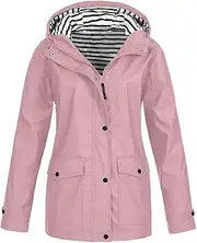 [ADJHDFH] woman jacket spring,best amazon deals,today show deals of the day prime,women waterproof rain jacket long sleeve lightweight hiking jackets with hood travel zip up raincoat with pockets（a5-pink，s）, A5