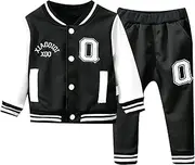 [FEESHOW] Kids Boys Girls Sweatsuit Two Pieces Long Sleeve Jacket and Pants Set Workout Training Outfits