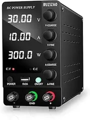 DC Power Supply Variable, 30V 10A Adjustable Switching DC Regulated Bench Power Supply with Output Switch High Precision 4-Digit LED Display, Benchtop Lab Power Supplies with 5V/2A USB Port