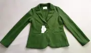 OUI Women's Green Wool Blend Button Up Blazer Jacket Size UK 12 New With Tags