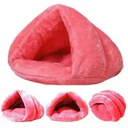 Pet Tent Cave Bed for Small Medium Puppies Kitty Dogs Cats Pets Sleeping Bag Thick Fleece Warm Soft Dog Bed(Pink-L)