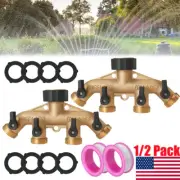 3/4'' Brass 4 Way Adaptor Outdoor Garden Tap Multi Hose Connector Water Splitter