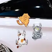 Funny Cat Car Decal Stickers, Set of 3 Sliding Cats, Large Size 13-22 cm