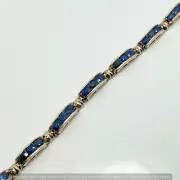 10.40Ct Round Cut Simulated Sapphire 925 Silver Yellow Gold Plated Bracelet