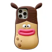 For iPhone 13 Pro 3D Fun Braid Girl Silicone Phone Case