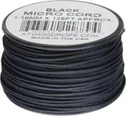 Atwood Rope MFG Micro Cord 1.18 mm Diameter 125ft Black Nylon UV & Rot Resistant