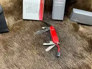 Victorinox Swiss Army Spartan Red Knife With Leather Pouch - Mint In Box +++