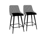 Kane Bar Stool (set Of 2) Houndstooth Fabric Black Legs