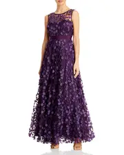 Eliza J Floral Applique Gown