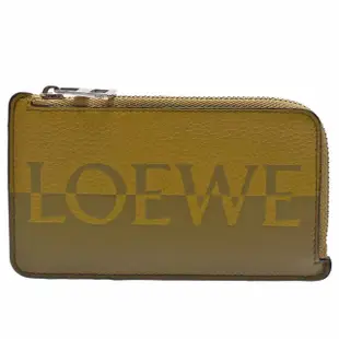 【LOEWE 羅威】經典品牌LOGO小牛皮拉鍊卡夾/零錢包(芥末黃色C314Z40X02-1818)