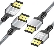tunghey 2Pack DisplayPort Cable 1.4, 8K 0.5M DP Cable Cord(8K@60Hz, 4K@144Hz, 1080P@240Hz) Display Port HBR3 32.4Gbps, HDCP 2.2 for Od-yss-ey G9 CHG90, PC, Laptop, TV Gaming Monitor
