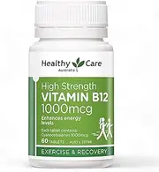 Healthy Care Vitamin B12 - Boosts Energy & Supports Heart Health - Improves Mood - Premium Quality Dietary Supplement - 1000 mcg - 60 Tablets
