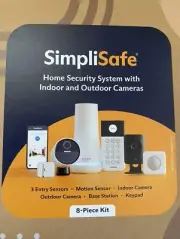 SimpliSafe Home Security System With Indoor And Outdoor Cameras 8 Piece Kit NEW