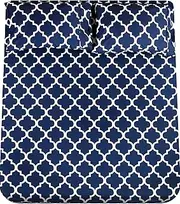 Utopia Bedding King Sheet Set, Soft Microfiber 4 Piece Bed Sheets with 15" Deep Pocket - Easy Care Brushed Microfiber (Quatrefoil - Navy)