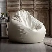 SARUEL Bean Bag Chair Bean Bag Cover Big Luxury Sofa Pouf Cover Faux Leather Waterproof Lazy Bean Bag Chair No Filler Outdoor Beanbag Couch Puff for Bedroom Living Room Garden