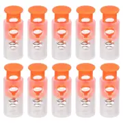 20Pcs 4mm Cord Lock Plastic Double Hole Spring Toggle Stoppers, Clear Orange