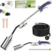 Propane Torch Weed Burner Kit,High Output 2,100,000 BTU with 12.5FT Hose,Heavy Duty Blow Torch Flamethrower with Long/Short Mode for Flame Weeding,Roofing,Ice Snow Melting,Road Marking,BBQ