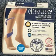 Truform Leg Health Unisex Compression Socks 20-30mmHg FIRM Beige Size M NIB