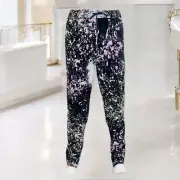 Fresh Prints Of Bel Air Pull on Jogger Pants Black Soft Pockets Graffiti Splash