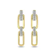 0.25 CT. T.W. Diamond Oval Link Double Row Drop Earrings in 10K Gold