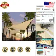 Customizable 22' Beige Triangle Shade Sail - 95% UV Blockage, Cool Comfort