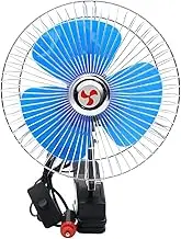 8 Inch Electric Car Oscillating Fan 12V/24V 15W Adjustable Clip-On Car Fan Low Noise Rotatable Clip Cooling Fan Rotation Oscillating Auto Cooling Fan with Clip Strong Wind