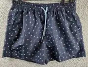 PS Paul Smith Pool Print Swim Trunks Men's S Navy Drawstring Elastic Waist