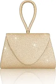 [Larcenciel] Clutch Purses for Women, Mini Beaded Evening Bag, 1920s Retro Triangle Handbag Wristlet Purses Bling Money Purse