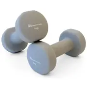 METEOR 4kg Dumbbells for Home Gym, Anit-Slip Flat Bottom Neoprene Dumbbells, Fixed Weight Dumbbells, Gym Weights, Dumbbell Weights (1 Pair)
