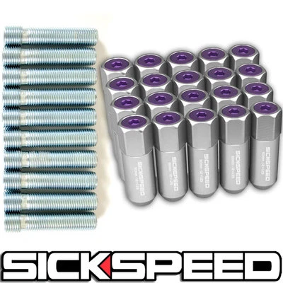 20 PC POLISHED/PURPLE LUG NUTS CONVERSION ADAPTER KIT 12X1.5 TO 12X1.5 WHEEL (for: Volkswagen)