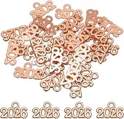 uxcell Metal Year Number Charm, Rose Gold 2026 Year Charm Graduation Tassel for DIY Jewelry Making, Necklace Bracelets, Keychain, Pack of 30