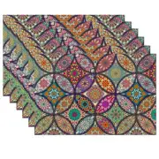 Mandala Flower Placemats Set of 6,Vintage Boho Flower Place Mats Heat Resista...