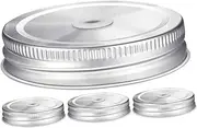 4pcs Stainless Steel Jar Straw Lids Wide Mouth Canning Jar Lids with Straw for Drinks Airtight Sealing Kitchen Accessories for Canning and Storage