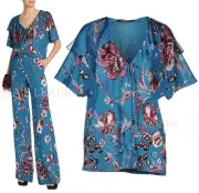 ROBERTO CAVALLI TOP BLOUSE RUFFLE FORBIDDEN FRUIT SILK CHIFFON T-SHIRT $985 38 2