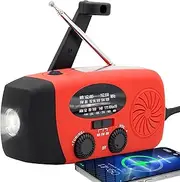 5000MAH Emergency Hand Crank Radio, Portable Survival Solar Radio AM FM NOAA Weather Radio with Earphone Jack SOS Alarm 4 Modes LED Flashlight, Portable Power Bank Type-C Charger for Camping Hiking