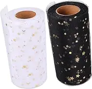 Tofficu Sequin Yarn Tulle Rolls Wedding Tulle Skirt Fabric Roll for DIY Decorations