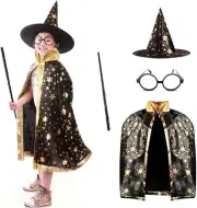 Halloween Costumes Witch Wizard Cloak Cape Hat Child's Kids Costume Cosplay F...