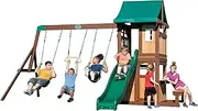 Backyard Discovery Lakewood Swing Set | Outdoor Play Equipment for Children, Wooden Climbing Frame, Garden Playground for Kids, 2 Belt Swings, Playhouse with 8ft. Slide | 100% Cedar Wood