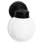 Porch Wall Fixture with Globe - 1 Light - White Glass - Black - SATCO-SF77-992