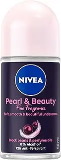 NIVEA Pearl & Beauty Fine Fragrance Roll On Deodorant 50ml | 72-Hour Anti-Perspirant Deodorant for Women | Black Pearl Extract for Smooth Underarms | Fights Sweat and Odour | Long-Lasting Fragrance