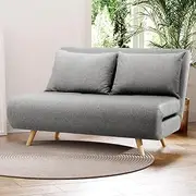 Artiss Folding Sofa Bed,Linen Convertible Sofas Chair with Pillow,2 Seater Fold Out Recliner Couch Lounge for Living Room Bedroom, Futon Pull Out Sleeper Sofabed with Sturdy Metal Frame Home Office