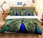 3D Blue Peacock O716 Animal Bed Pillowcases Quilt Duvet Cover Set Queen King Fay