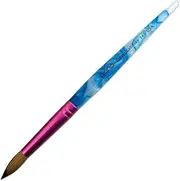 PANA Pure Kolinsky Hair Acrylic Nail Brush - Round Shape Pink Ferrule with White Swirl Blue Handle (Size 10) - Nail Brush for Acrylic Nail Application, Nail Extension, Manicure Pedicure Salon Beginner and Professional