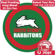 NRL South Sydney Rabbitohs Edible Image Cake Topper Round Frosting Icing Party