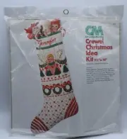 Vintage 1978 Columbia Minerva Crewel Christmas Angel Stocking Idea Kit 7952 NEW