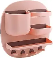 Bedside Shelf Accessories Organizer, Self Stick on Wall Mount Storage Box Shelf Floating Caddy Organizer, Bedside Holder for Remote Glasses Earphone Cell Phone,Pink/3385 (Color : Pink)